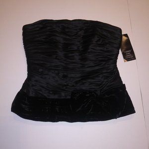 Carmen Marc Volvo Collection, Black Satin 100% Silk, Bustier, Size 8, NWT
